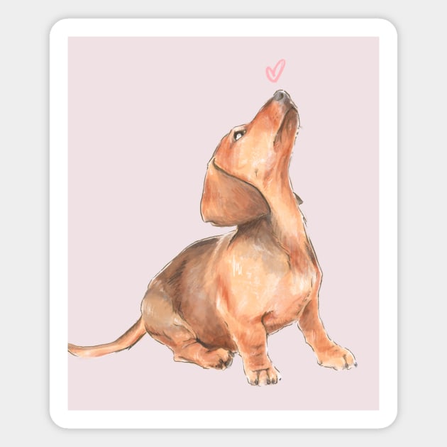 Little Red Doxie Love Magnet by stuckyillustration